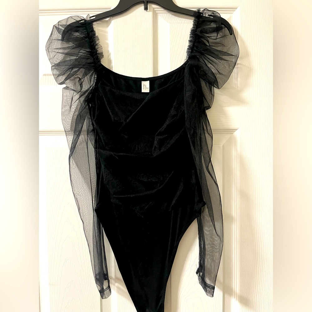 Cute sheer sleeve amazon bodysuit